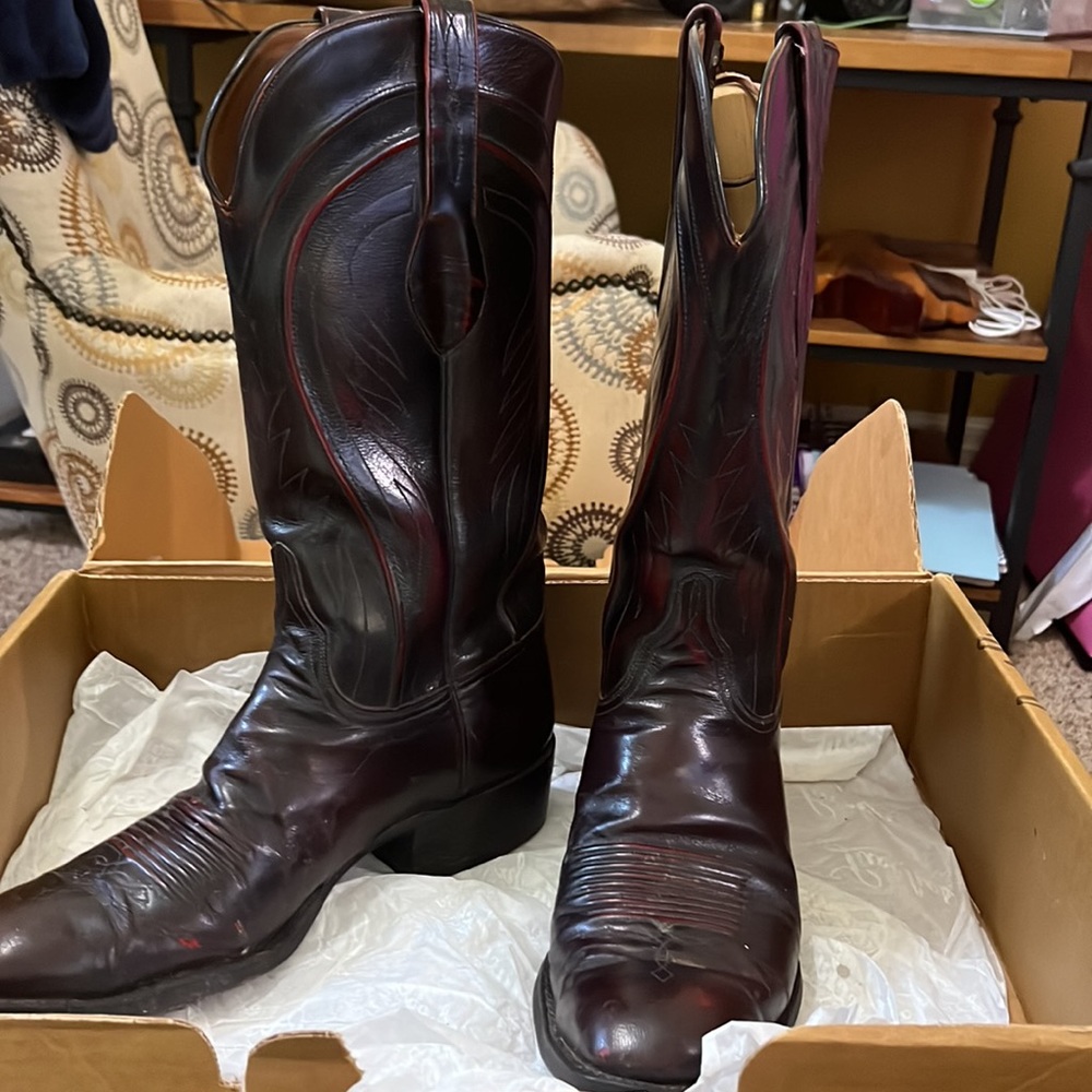 Lucchese L660813 BlacknCherry Boots Men Size 10